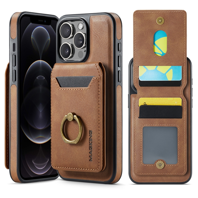 

For iPhone 12 Pro Max DG.MING K1 MagSafe Detachable Wallet RFID Back Cover Phone Case(Brown)
