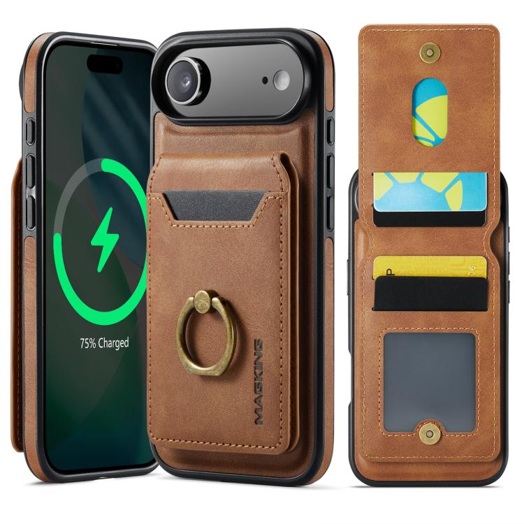 

For iPhone Air MAGKING K1 MagSafe Detachable Wallet RFID Back Cover Phone Case(Brown)