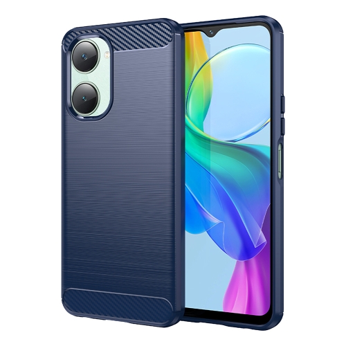 

For vivo Y18s Carbon Fiber Brushed Texture TPU Phone Case(Blue)