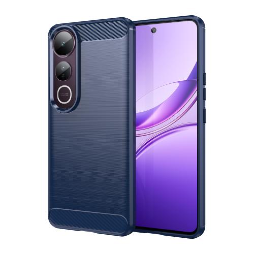 

For vivo V50 Lite 4G Carbon Fiber Brushed Texture TPU Phone Case(Blue)