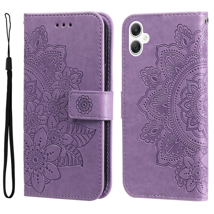 

For Samsung Galaxy A06 4G / 5G Seven-petal Flowers Embossing Leather Phone Case(Light Purple)