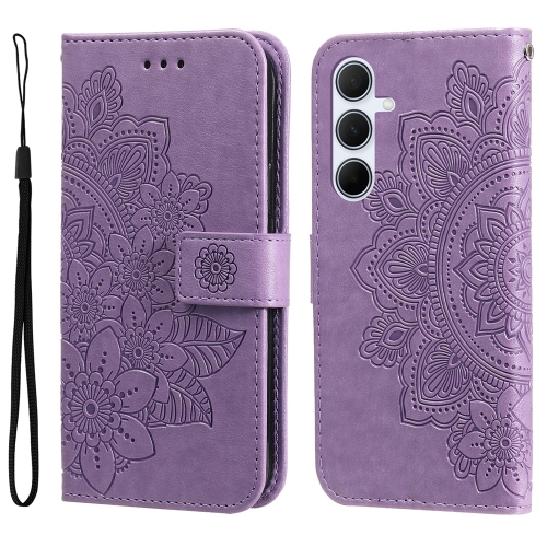 

For Samsung Galaxy A36 5G / A56 5G Seven-petal Flowers Embossing Leather Phone Case(Light Purple)