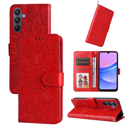 

For Samsung Galaxy A16 5G Embossed Sunflower Leather Phone Case(Red)