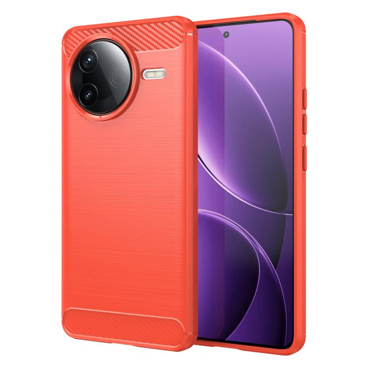 

For Redmi K80 Brushed Texture Carbon Fiber TPU Phone Case(Red)