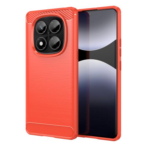 

For Redmi Note 14 Pro 4G Brushed Texture Carbon Fiber TPU Phone Case(Red)