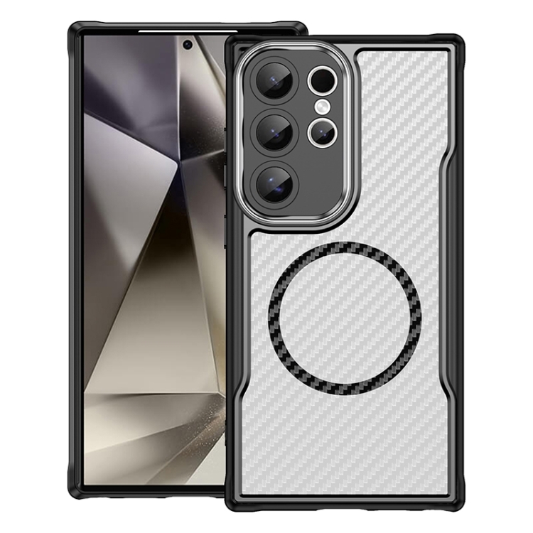 

For Samsung Galaxy S24 Ultra 5G Carbon Fiber Texture MagSafe Translucent Phone Case(Black)