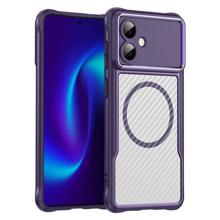 

For Samsung Galaxy S26 Edge 5G Carbon Fiber Texture MagSafe Translucent Phone Case(Purple)