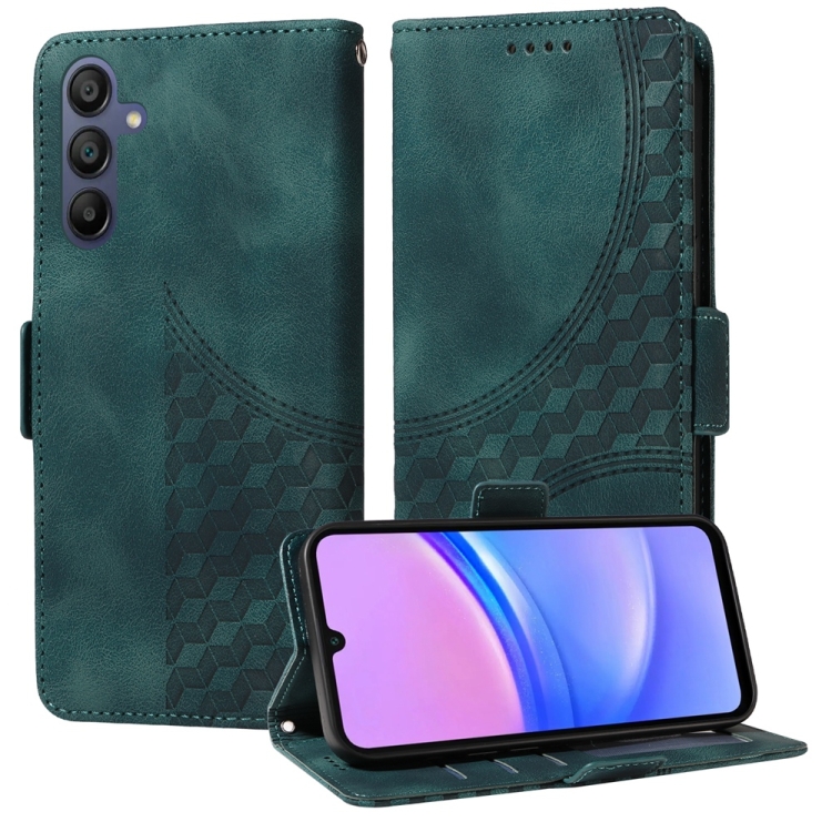 

For Samsung Galaxy A17 / A26 / A16 5G Embossed Rhombus Starry Leather Phone Case(Green)
