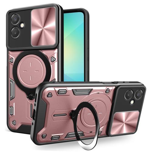 

For Samsung Galaxy A06 5G CD Texture Sliding Camshield Magnetic Holder Phone Case(Pink)
