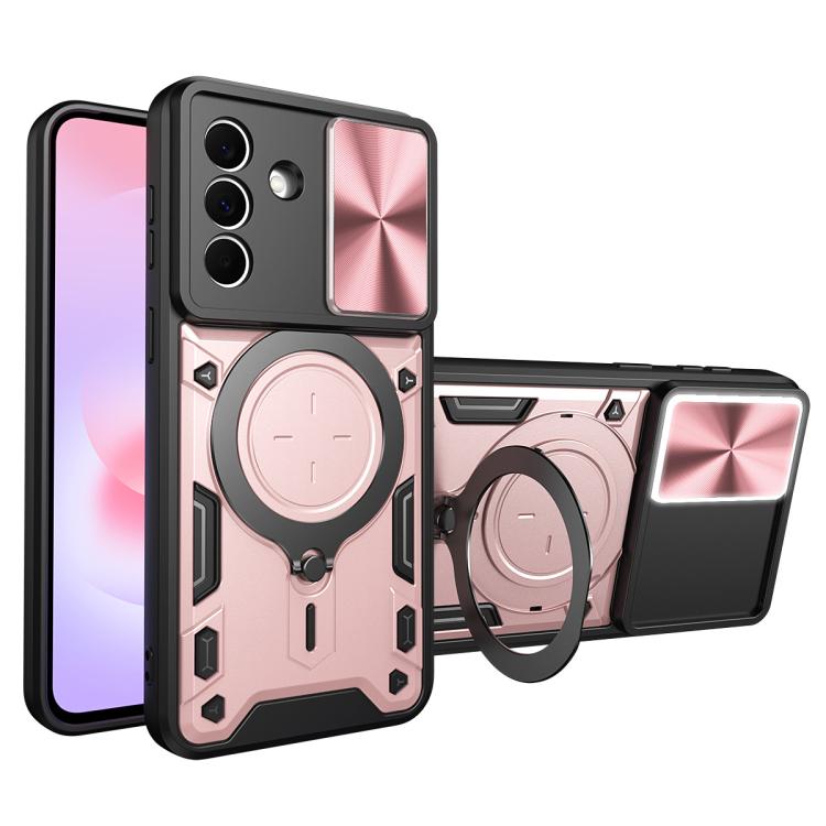 

For Galaxy A37 5G CD Texture Sliding Camshield Magnetic Holder Phone Case(Pink)