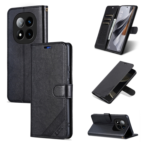 

For Redmi Note 14 Pro 5G AZNS Sheepskin Texture Flip Leather Phone Case(Black)