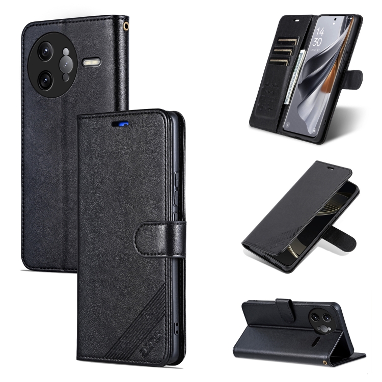

For Redmi K80 Pro AZNS Sheepskin Texture Flip Leather Phone Case(Black)