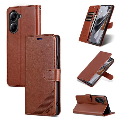 

For Redmi Turbo 4 / Xiaomi Poco X7 Pro AZNS Sheepskin Texture Flip Leather Phone Case(Brown)