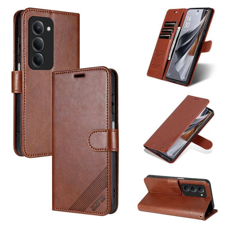 

For Redmi 15 5G Global / 15 4G SEA AZNS Sheepskin Texture Flip Leather Phone Case(Brown)