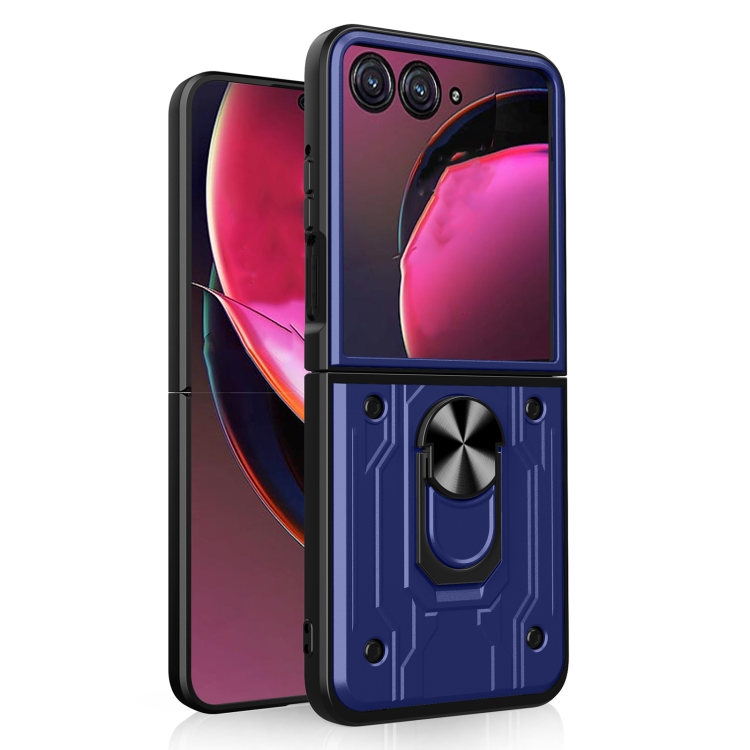 

For Motorola Razr 50 Ultra Magnetic Holder TPU+PC Phone Case(Blue)