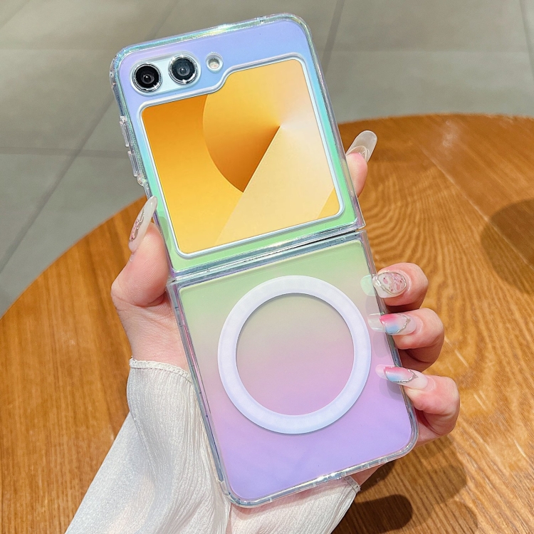 

For Samsung Galaxy Z Flip6 Gradient Color MagSafe Airbag Full Coverage Phone Case(Rainbow)