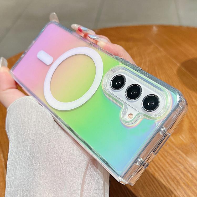 

For Samsung Galaxy Z Fold7 5G Gradient Color MagSafe Airbag Full Coverage Phone Case(Rainbow)