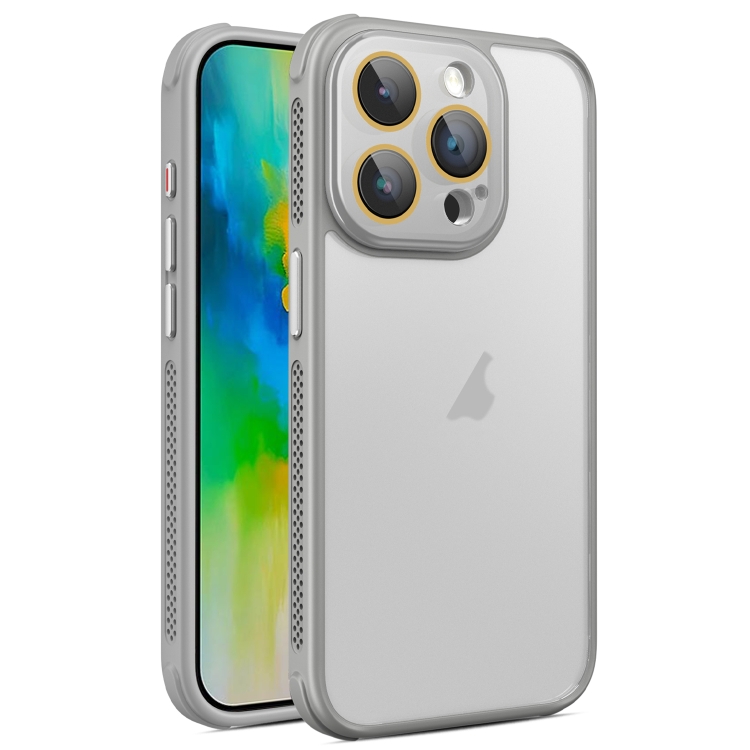 

For iPhone 16 Pro Hardware Side Cooling Skin Feel Frosted Phone Case with Lens Film(Grey)