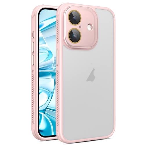 

For iPhone 16 Hardware Side Cooling Skin Feel Frosted Phone Case with Lens Film(Pink)