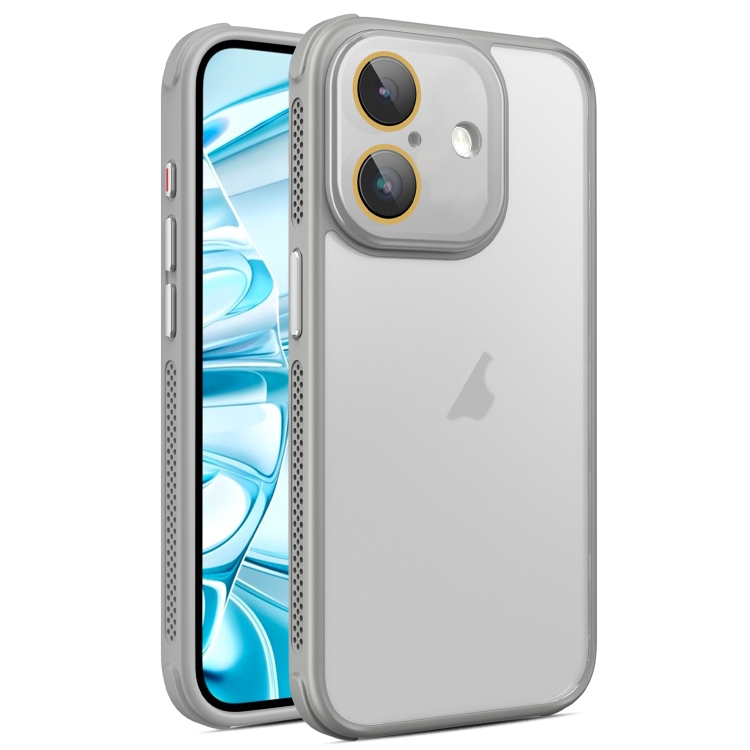 

For iPhone 16 Hardware Side Cooling Skin Feel Frosted Phone Case with Lens Film(Grey)
