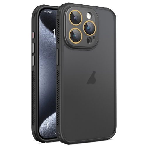 

For iPhone 15 Pro Hardware Side Cooling Skin Feel Frosted Phone Case with Lens Film(Black)