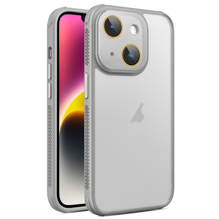 

For iPhone 14 Hardware Side Cooling Skin Feel Frosted Phone Case with Lens Film(Grey)