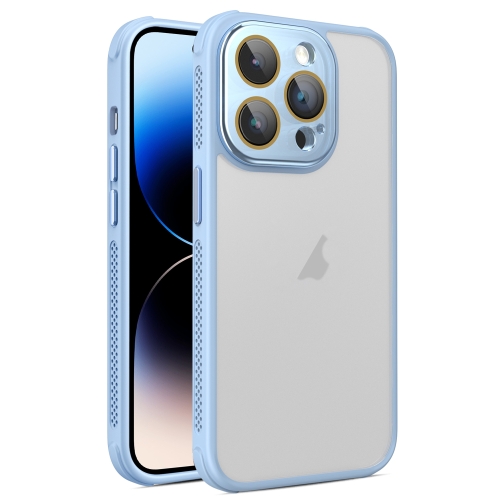 

For iPhone 14 Pro Hardware Side Cooling Skin Feel Frosted Phone Case with Lens Film(Sky Blue)