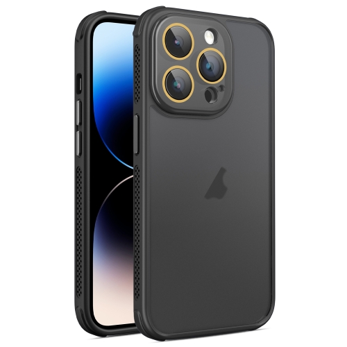 

For iPhone 14 Pro Max Hardware Side Cooling Skin Feel Frosted Phone Case with Lens Film(Black)