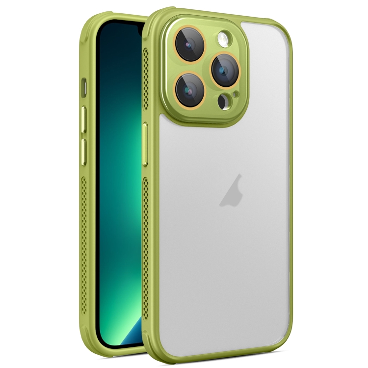 

For iPhone 13 Pro Max Hardware Side Cooling Skin Feel Frosted Phone Case with Lens Film(Green)
