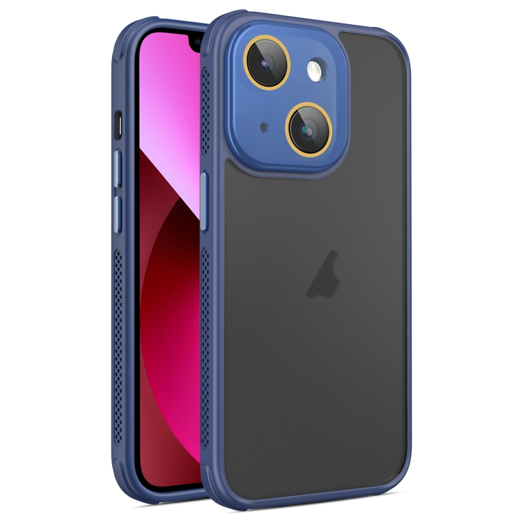 

For iPhone 13 Hardware Side Cooling Skin Feel Frosted Phone Case with Lens Film(Blue)