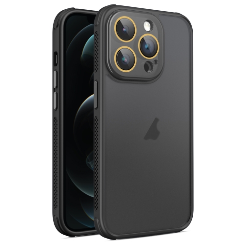 

For iPhone 12 Pro Max Hardware Side Cooling Skin Feel Frosted Phone Case with Lens Film(Black)