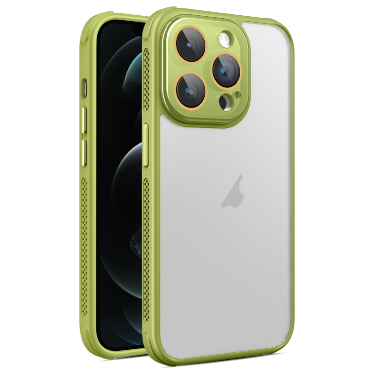 

For iPhone 12 Pro Max Hardware Side Cooling Skin Feel Frosted Phone Case with Lens Film(Green)
