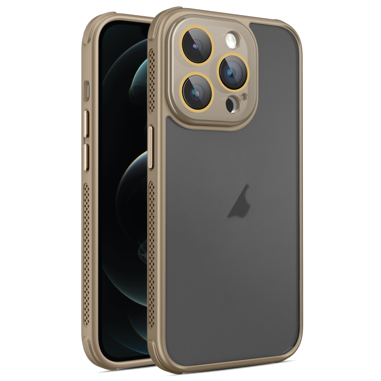 

For iPhone 12 Pro Hardware Side Cooling Skin Feel Frosted Phone Case with Lens Film(Gold)