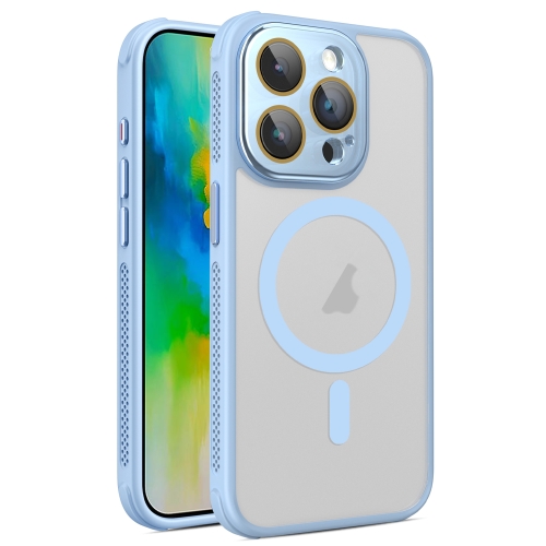 

For iPhone 16 Pro Hardware Side Cooling Skin Feel Frosted MagSafe Magnetic Phone Case with Lens Film(Sky Blue)