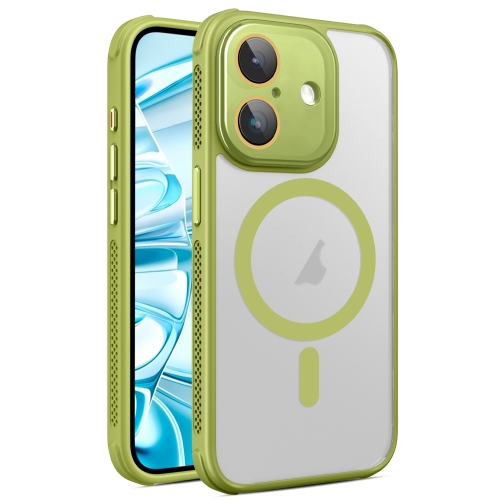 

For iPhone 16 Plus Hardware Side Cooling Skin Feel Frosted MagSafe Magnetic Phone Case with Lens Film(Green)