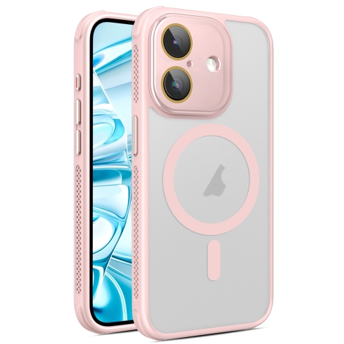 

For iPhone 16 Hardware Side Cooling Skin Feel Frosted MagSafe Magnetic Phone Case with Lens Film(Pink)