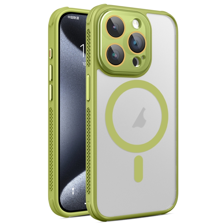

For iPhone 15 Pro Max Hardware Side Cooling Skin Feel Frosted MagSafe Magnetic Phone Case with Lens Film(Green)