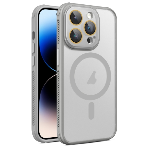 

For iPhone 14 Pro Hardware Side Cooling Skin Feel Frosted MagSafe Magnetic Phone Case with Lens Film(Grey)