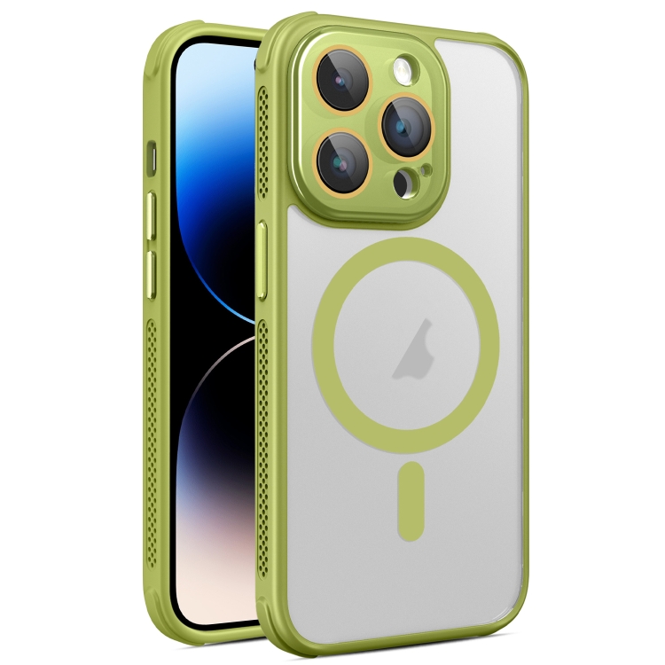 

For iPhone 14 Pro Hardware Side Cooling Skin Feel Frosted MagSafe Magnetic Phone Case with Lens Film(Green)