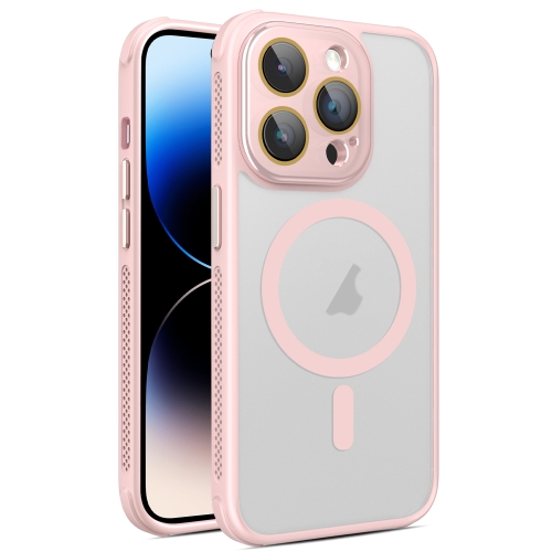 

For iPhone 14 Pro Max Hardware Side Cooling Skin Feel Frosted MagSafe Magnetic Phone Case with Lens Film(Pink)