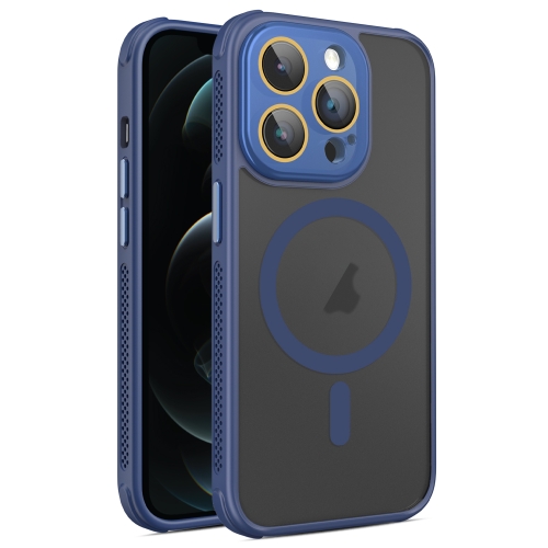 

For iPhone 12 Pro Max Hardware Side Cooling Skin Feel Frosted MagSafe Magnetic Phone Case with Lens Film(Blue)