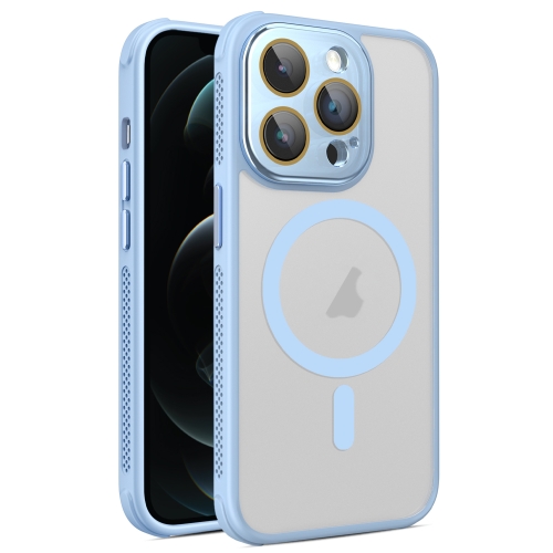 

For iPhone 12 Pro Max Hardware Side Cooling Skin Feel Frosted MagSafe Magnetic Phone Case with Lens Film(Sky Blue)