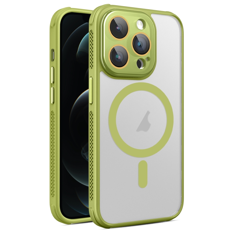 

For iPhone 12 Pro Max Hardware Side Cooling Skin Feel Frosted MagSafe Magnetic Phone Case with Lens Film(Green)