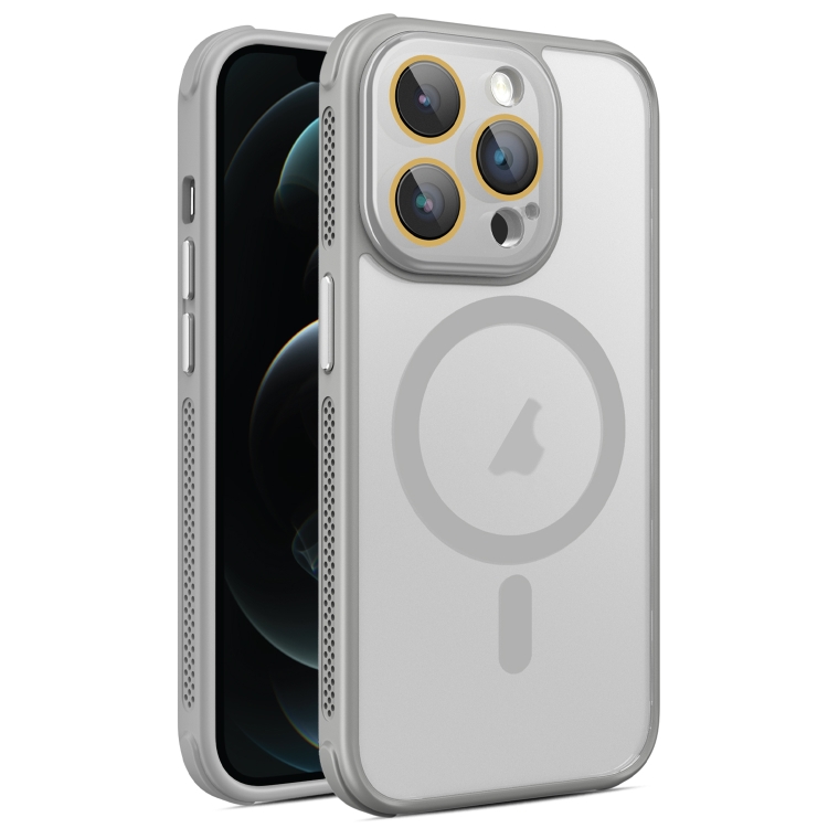 

For iPhone 12 Pro Hardware Side Cooling Skin Feel Frosted MagSafe Magnetic Phone Case with Lens Film(Grey)