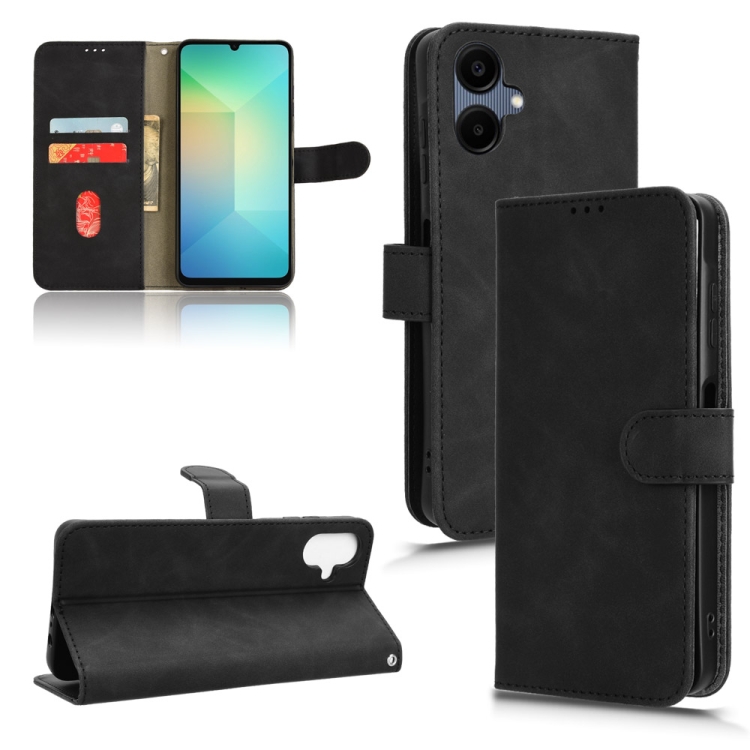 

For Samsung Galaxy A06 Skin Feel Magnetic Flip Leather Phone Case(Black)