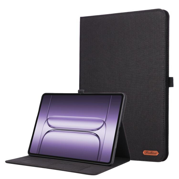 

For OnePlus Pad 3 Global 13.2 Fabric Texture Horizontal Flip Leather Tablet Case(Black)