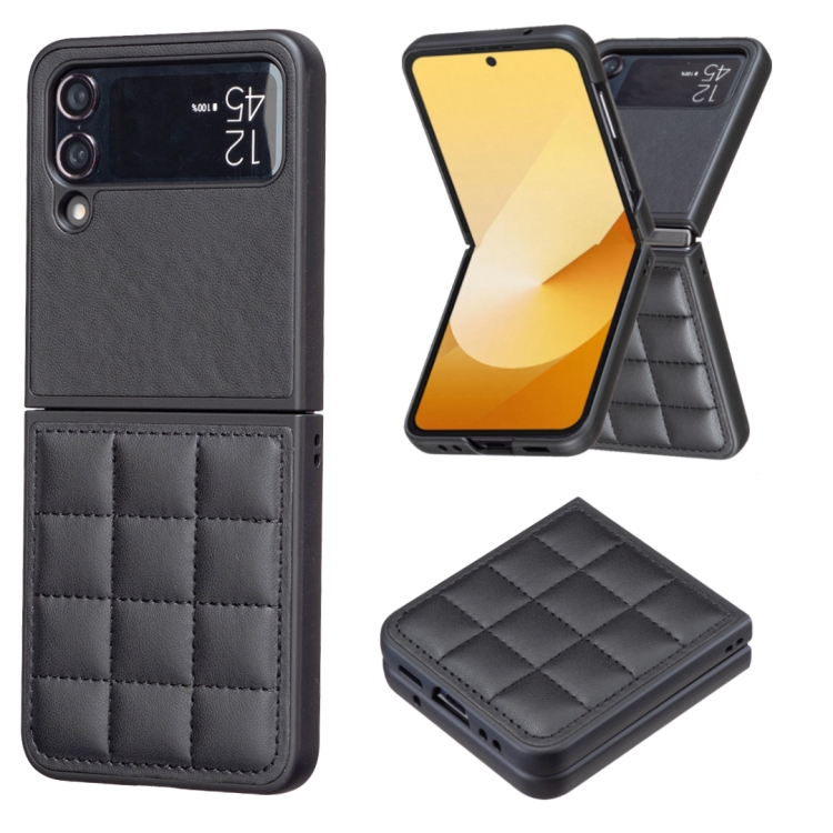 

For Samsung Galaxy Z Flip3 Square-shaped Leather Back Cover Phone Case(Black)