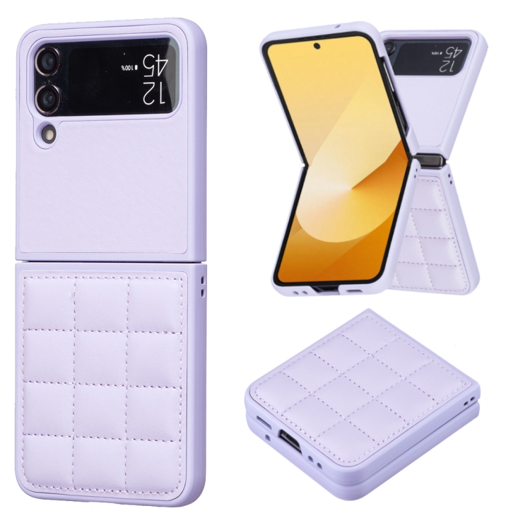 

For Samsung Galaxy Z Flip3 Square-shaped Leather Back Cover Phone Case(Purple)