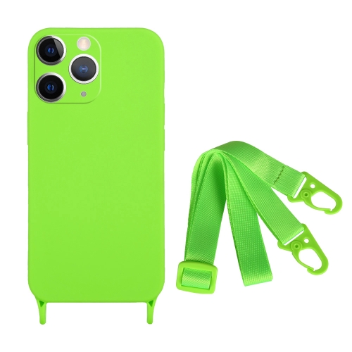 

For iPhone 11 Pro Max Fine Hole Silicone Phone Case with Lanyard(Green)