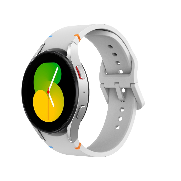 

For Samsung Galaxy Watch 7 40 / 44mm Glossy Stitched Silicone Watch Band(White)